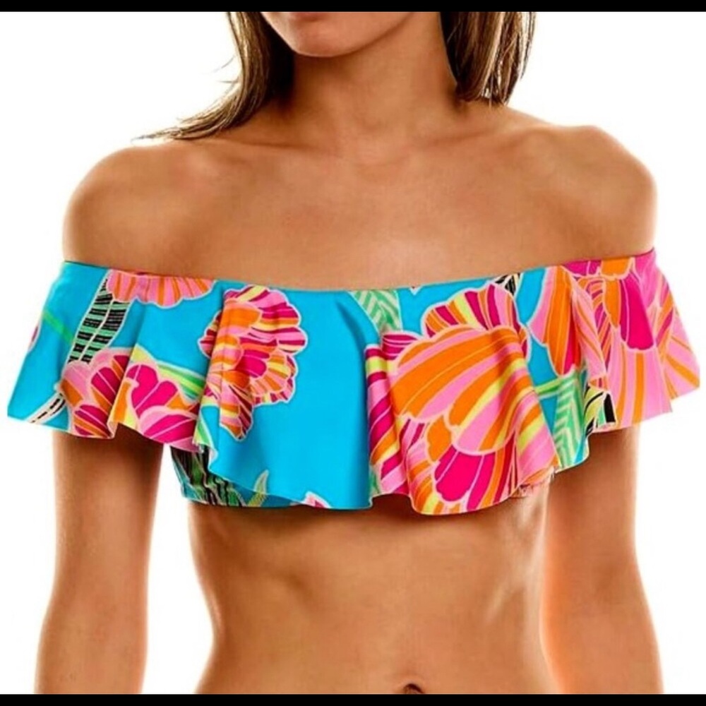 Trina Turk Poppy Ruffle Bandeau Top Sz 8 $98